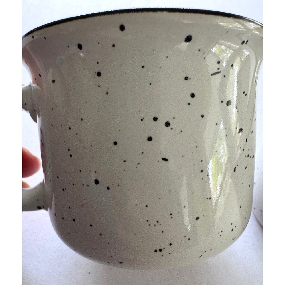 Set of 4 - 4oz‎ Speckled Ceramic White Black Campfire Coffee Mugs - Picture 9 of 11